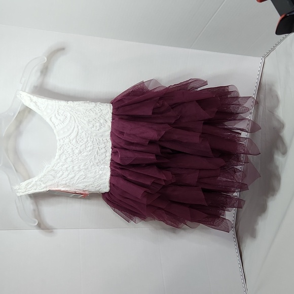 2Bunnies Other - 2Bunnies 3T WINE Tulla & White Lace Flower Girl Dress